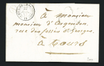 Lettre sans timbre avec T15 "St Hilaire de Saintonge 16" (1852) + boite rurale "A" (Le Douhet) + taxe 25 double-trait, ind 8. TB