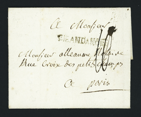 MP "St Jean d'Angely" (41x4 mm - 1837 - L n°2A) + taxe 10 manuscrite, ind 10. TB