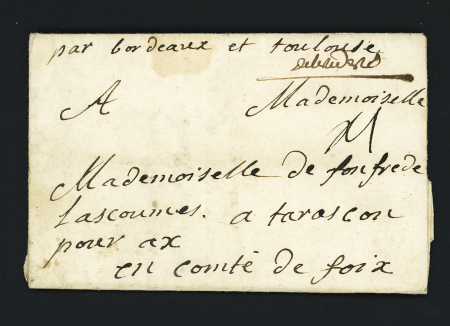 Lettre avec MP manuscrite "De l'ile de Ré" (1747 - non signalé) pour Tarascon. TB
