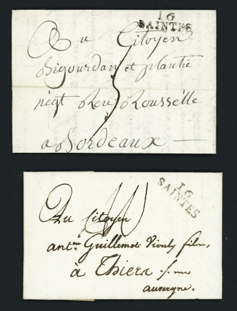 Lot de 4 MP "16 Saintes" de divers types (1797 - 1798 et 1802). TB