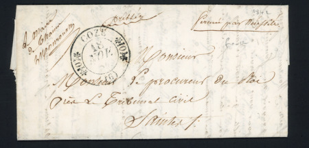 Lettre avec T11 "Coze (16)" (1842) + franchise manuscrite "Le Maire de Thaims", ind 10. TB