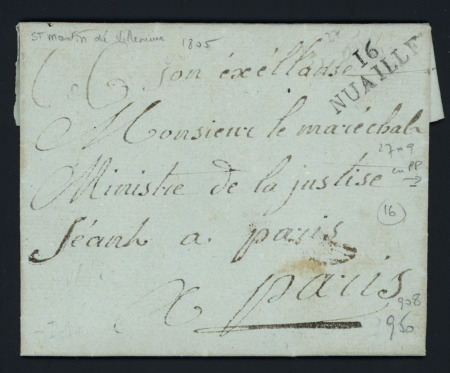 Nuaillé : jolie MP "16 Nuaillé" (1805 - 27 x 9), ind 16. TB