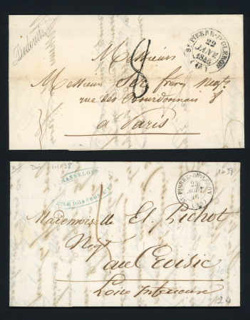 2 lettres avec CAD T14 (1846) et T15 (1846), ind 8 et ind 3. TB