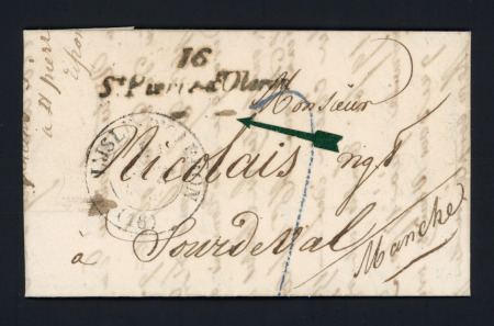Cursive "16 St Pierre d'Oleron" + T13 "L'Isle d'Oleron (16)" (1833), ind 13. TB
