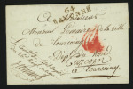 Lettre avec MP "64 Bayonne" pour Tourcoing avec au verso marque manuscrite " Deb de Tonnay" (1811 - seule date connue), ind 19. TB