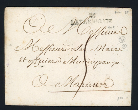 La Tremblade : MP "16 La Tremblade" (vers 1792 41 x 9), ind 8. TB