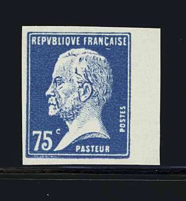 N°177a 75c bleu Pasteur, non dentelé, bdf, nsg, TTB