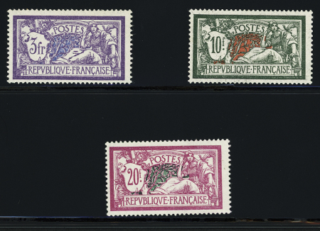 N°206 à 208 Les 3 valeurs Merson 3f, 10f et 20f,