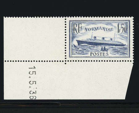 N°300 1f50 bleu clair, cdf avec date 15.5.36, neuf