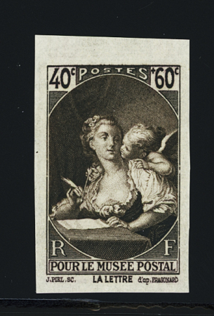 N°446a 40c+60c Fragonard, non dentelé, neuf **, très