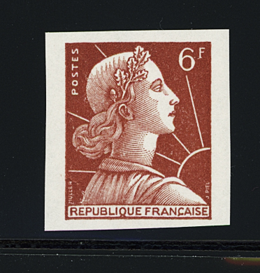 N°1009Aa 6f brun-orange, Marianne de Muller, non dentelé,