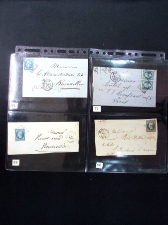 34 lettres de Sarrebourg AFF n°14 (dont une paire) OBL PC 2810 + T15