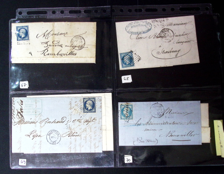 34 lettres de Sarrebourg AFF n°14 (dont une paire) OBL PC 2810 + T15