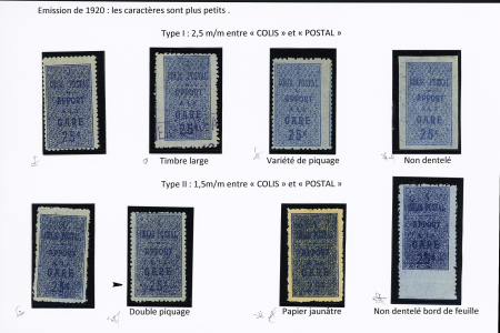 N°6 25c émission 1920, 7 timbres neufs dont variété de piquage, double piquage, ND bord de feuille, ND, 1 sur papier jaunâtre ,1 oblitéré