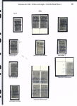 N°8A, ensemble sur 2 pages de 30 timbres (seul, paires, blocs) comprenant : anneau de lune, petit chiffre 1, sans surch., impression défectueuse, piquage en diagonale recto verso, ND, ND bord de feuille, ND horiz., ND