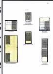 N°16, ensemble sur 2 feuilles de 23 timbres ( ND entre 2 timbres, 3 timbres) sans surch. « contrôle répartiteur » (5 timbres dont une paire) ND, ND sans surch. essai, essai en paire interpanneaux