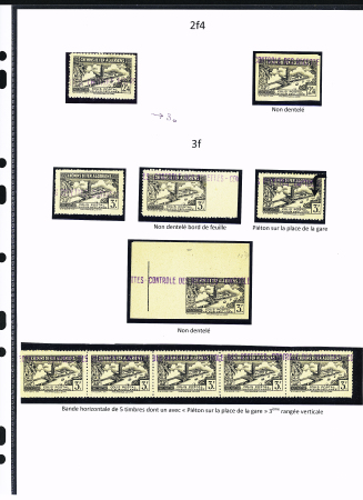 N°83 à 86, Ensemble sur 2 pages de 23 timbres: 0F60,0,60 ND bord de feuille, 1F8 double impression paire dont un sans surch. « C des R », 1 double impression, ND entre 2 timbres, paire double impression dont 1 ND ver