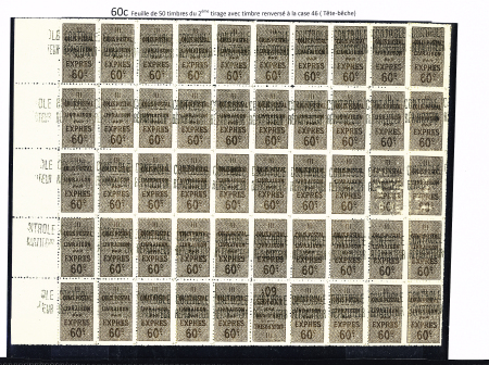 N°9 Feuille de 50 timbres avec tête-bêche ( 2ème tirage)