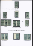 N°27, Ensemble sur 2 pages de 30 timbres dont: sans point après F, gros point après F 0 plus haut, double surch. dont une renversée tenant à normale, 2ème 0 cassé, ND sans surch. « C.R. » (5 timbres), surch. dé