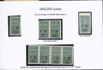 N°32, Ensemble de 24 timbres sur 1 page 1/2 avec : 5 brisé, gros point après F, sans point après F, surcharges décalées, surcharge des barres et valeur en biais (en bande de 4), ND, ND horizontal, 2 timbres avec ta