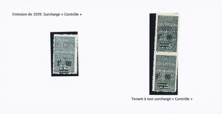 N°61, 3 timbres dont paire dont 1 timbre sans surch. « Contrôle »