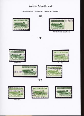 9 timbres dont 2F2 ND bord de feuille, les autres verts ou vert clair