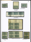 MAJORATION N°10, Ensemble sur 2 pages de 35 timbres avec : variétés de piquage, ND entre 2 timbres, ND verticalement, sans surcharge, ND sans surch. double piquage tête-bêche 1er et 2ème tirage et sur papier G.C
