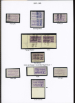 N°13, Ensemble sur 2 pages de 26 timbres avec nuances : piquage déplacé, ND sans surcharge, double piquage, tête-bêche 1er et 2eme tirage
