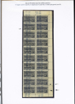 N°14, Ensemble sur 3 pages de 86 timbres, papier G.C., 2 point sous Fr., virgule sous Fr., ND bord de feuille, double piquage, etc, tête-bêche 1er tirage, T.B. 1er tirage piquage déplacé, 2eme tirage, 2eme tirage pi