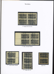 N°14, Ensemble sur 3 pages de 86 timbres, papier G.C., 2 point sous Fr., virgule sous Fr., ND bord de feuille, double piquage, etc, tête-bêche 1er tirage, T.B. 1er tirage piquage déplacé, 2eme tirage, 2eme tirage pi