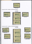 N°133/138, Ensemble sur 2 pages de 21 timbres : 4,9/4f2, village au pied de la montagne, ND ; 6, 2/4f2, village au pied de la montagne, surch. à cheval, sans surch. « C. des R. », surch. légèrement déplacée, 3eme