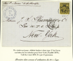 N°93, 35c violet-noir sur jaune OBL T17 "Le Havre (74)" (1878) seul sur lettre du 1er echelon pour New-York (tarif du 1.5.1878). TB