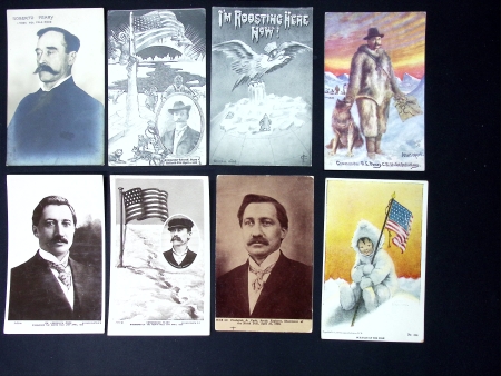 41 cartes postales sur les expéditions des américains Cook et Peary conduisant à la découverte du Pôle Nord (1907 - 1909). TB