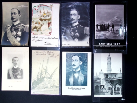 Ensemble de 59 cartes postales sur Louis Amédée de Savoie, duc des Abbruzzes et son expédition italienne au Pôle Nord. TB