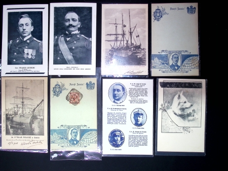 Ensemble de 59 cartes postales sur Louis Amédée de Savoie, duc des Abbruzzes et son expédition italienne au Pôle Nord. TB