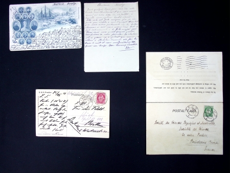 3 cartes postales de Norvège dont n°73 OBL CAD "Loen i nordfjord" (1914) et n°92A OBL Trömso (1929) pour Bordeaux avec carte-réponse au museum de Trömso (1929) + CP de Christiania (1897) avec portraits de Nansen et