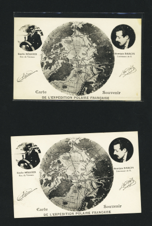 Carte postale de l'expédition polaire française Emile Séquier et Georges Darcis qui fut annulée (vers 1920). 2 exemplaires neufs. TB