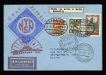 Dantzig n°196 + PA 20 + PA22 OBL CAD ovale "Dantzig 5 luftpost" (13.7.31) sur lettre avec cachet rouge "Luftschiff graf Zeppelin polarfahrt 1931" + CAD "brise-glace Malyguin arctique" (27.7.31) sur lettre. TB