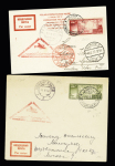 URSS PA 31 et PA32, 2ème année polaire internationale 1932 - 1933 OBL Moscou (26.8.32) sur une carte et une lettre avec cachet triangulaire rouge du vol et transit Arkhangelsk. TB