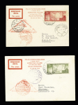 URSS PA 31 et PA32, 2ème année polaire internationale 1932 - 1933 OBL Moscou (26.8.32) sur une carte et une lettre avec cachet triangulaire rouge du vol et transit Arkhangelsk. TB