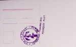 Carte postale photo neuve "Polarhavet" (ours sur la banquise) avec au verso griffe violette "Trois mâts aviso Pourquoi Pas?" et cachet violet avec ancre "Marine française service à la mer". TB