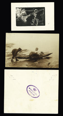 4 plis du Danemark (3) et de Hongrie (1) pour le Groenland avec diverses griffes violettes d'arrivée au Groenland (1915 - 1940). TB