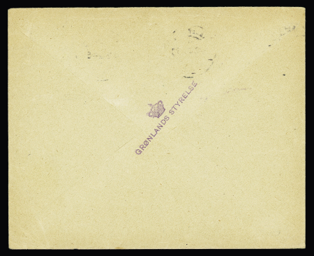 4 plis du Danemark (3) et de Hongrie (1) pour le Groenland avec diverses griffes violettes d'arrivée au Groenland (1915 - 1940). TB