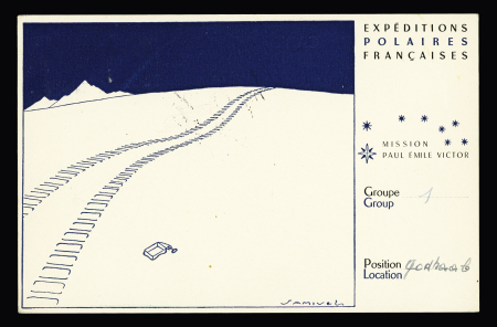 Groenland n°2 + 6 OBL "Godthaab" (29.5.48) sur carte postale Samivel. RR et TB