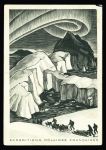 Groenland n°7 OBL "Godthaab" (27 aout 49) sur CP EPF aurore boréale écrite par Camille Marinier membre de la 2ème campagne d'été avec vignette du Groenland. TB et rare