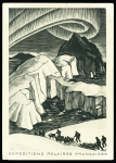Canada n°211 + 220 OBL Terre Neuve (1 oct 49) sur carte EPF (aurore boréale) avec grand cachet bleu Missions PEV Arctique - Antarctique, signée Paul Emile Victor. RR et TB