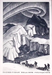 Groenland n°7 OBL Jakobshavn (4.6.1951) sur carte postale EPF (aurore boréale), signée Lucien Bertrand. TB