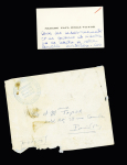 Enveloppe non affranchie adressée par Gérald Taylor à ses parents Directeurs de l'Hotel Ritz à Paris avec rare cachet bleu "Expéditions polaires françaises Paul Emile Victor - Expédition arctique Groenland 1949 -