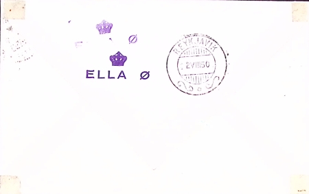 N°829 OBL CAD "Paris aviation Sce intérieur" (1950) sur lettre avec divers cachets dont cachet rect bleu "Courrier parachuté à la station centrale du Groenland". Jolie pièce