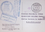 N°829 OBL CAD "Paris aviation Sce intérieur" (9.6.50) sur carte postale de Marcel Ichac : vue de la station centrale avec au verso CAD Reykjavik (2.8.50) + 3 cachets bleus dont rect "Courrier parachuté à la station c